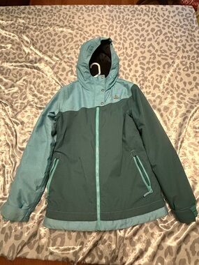 Aperture Two-Tone Teal & Dark Teal Hooded Ski Jacket